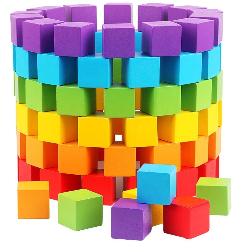 Board Game For 6 Years Old - 30 Buah 2X2CM Kayu Kubus Warna-warni